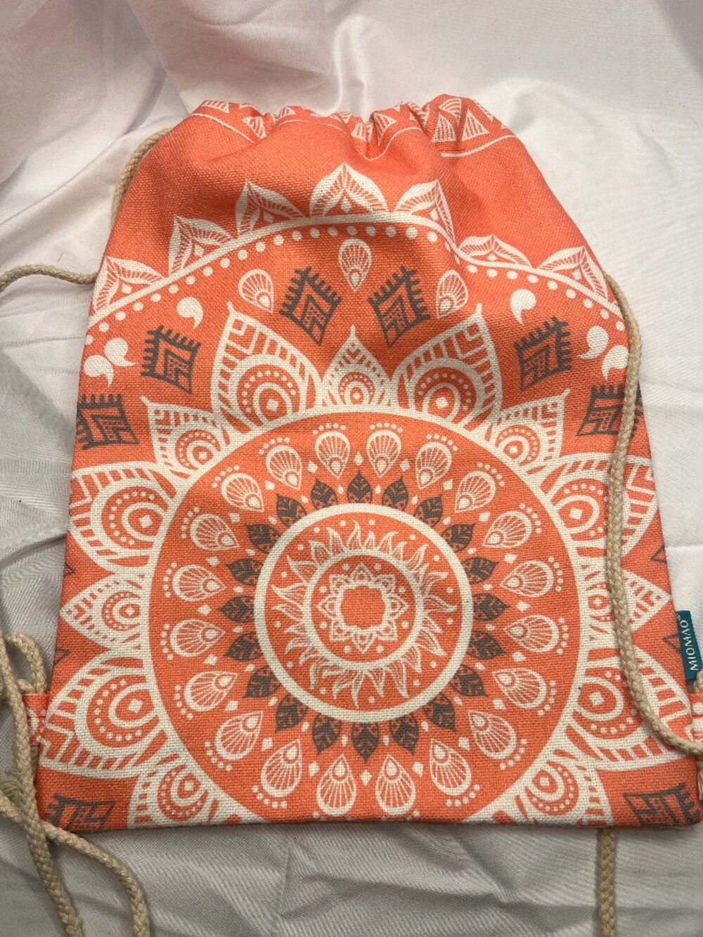 Miomao Orange Mandala Drawstring Backpack Boho Cinch Sack Bag